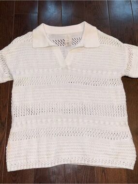 Joie White Knit Sweater Short Sleeve